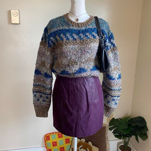 Free People plum faux leather mini skirt - Picture 7 of 8